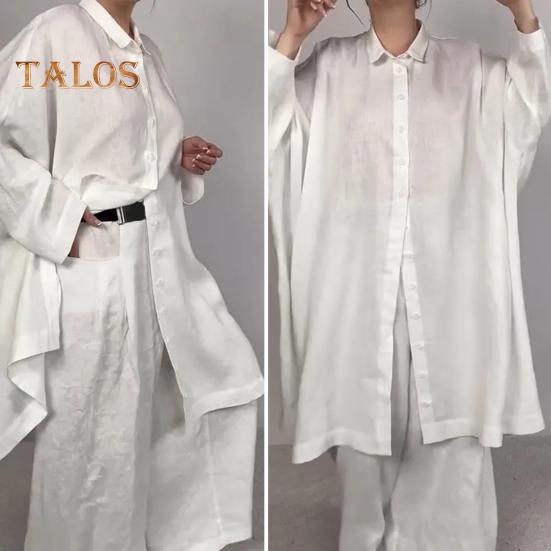 2 шт./компл., осенне-весенняя женская рубашка и брюки, комплект, блузка на пуговицах с длинными рукавами и лацканами с нагрудным карманом, эластичные брюки на талии, OL для поездок на работу, спорт