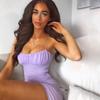 Fashion Ruched Party Dresses for Women Sling Sleeveless Purple Black Mini Dress Clubwear Slim Skinny Dress