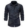 Us Denim No Iron Shirt Men's Casual Solid Color No Iron Men's Long Sleeved Shirt