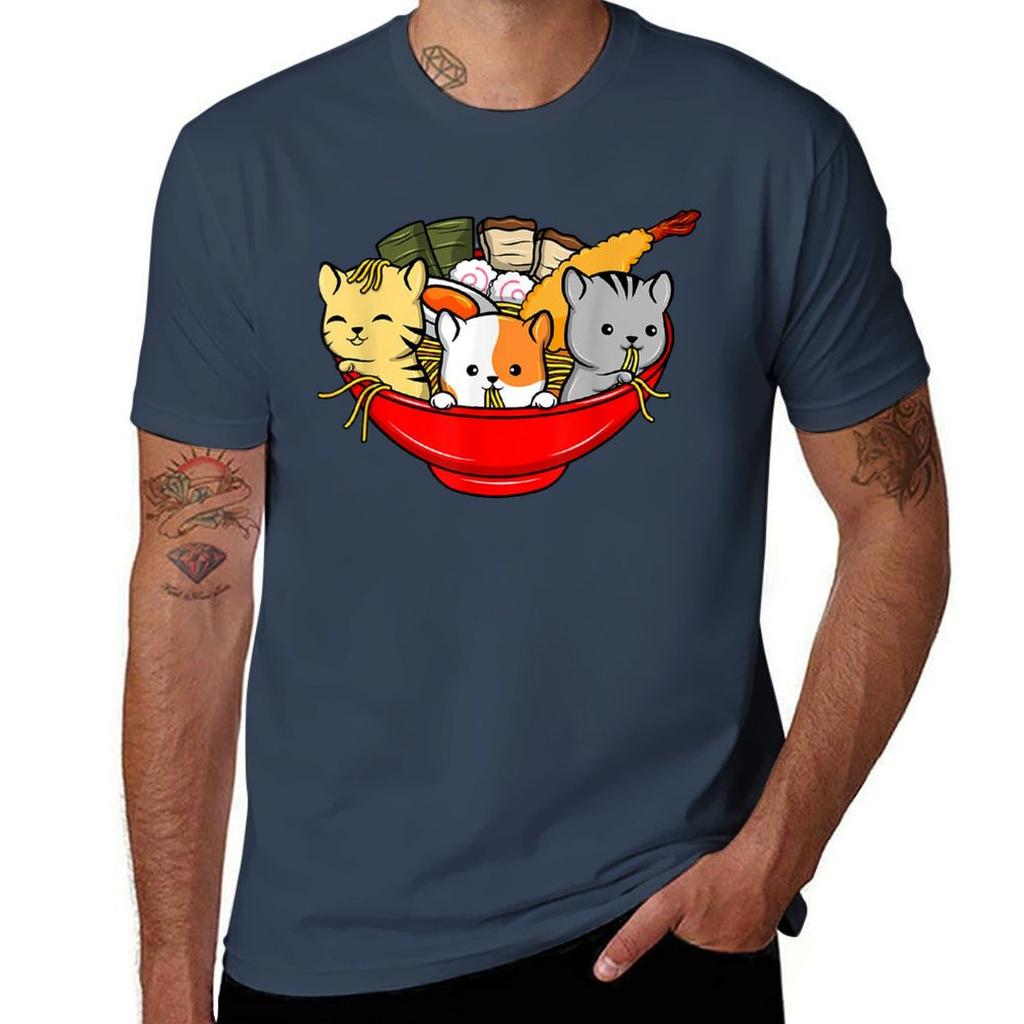 Cute Kawaii Cat Raunisex Bowl T Shirt Japanese Anime Kitten Tee Tshirt Ultra Soft Breathable Tee Top