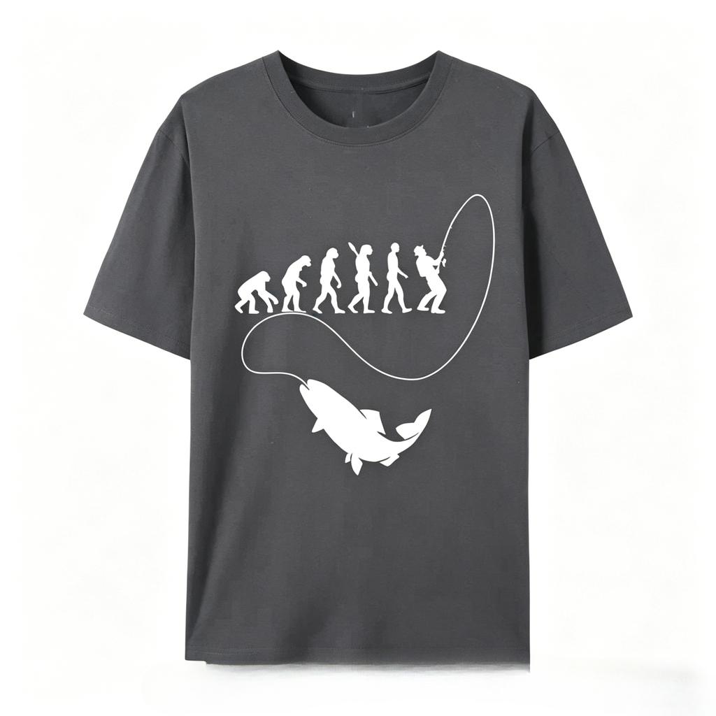 FisherUnisex Эволюция Рыбалки FisherUnisex Эволюция Рыбы Рыбалка Крутая Одежда для Унисекса День Труда Унисекс Футболка Хлопковая Лето 2026 Фитнес