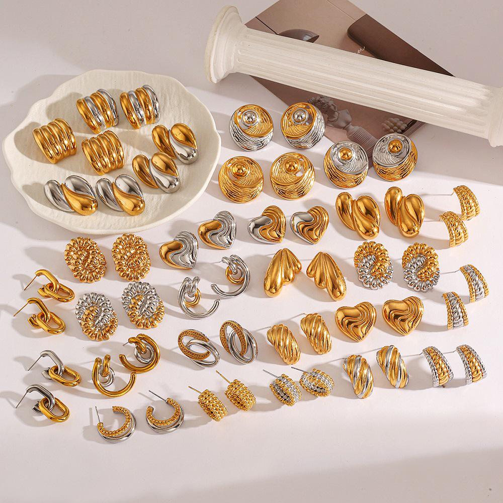 Серьги-пусеты Yingtai из нержавеющей стали с 18-каратным золотым покрытием, нанесенным методом вакуумной электрогальваники