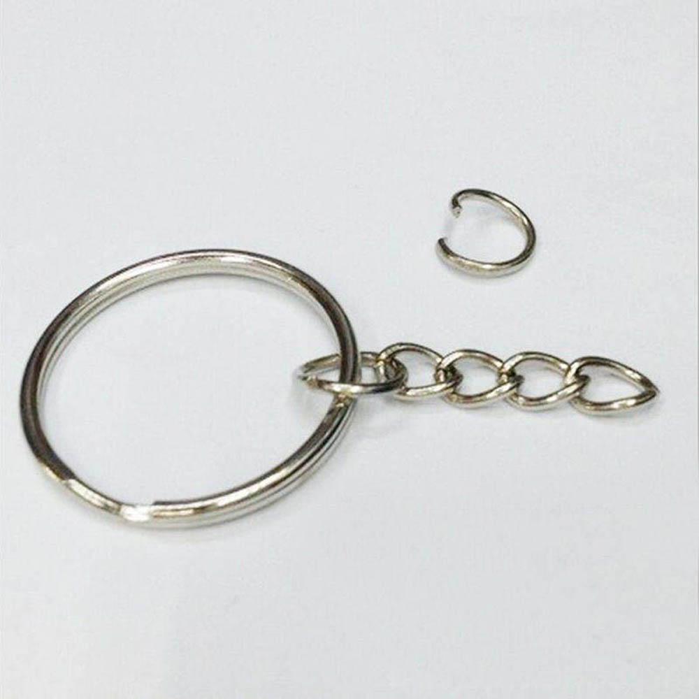 25mm NEW DIY Polished Silver Keychain Keyring Key Fob Short Chain