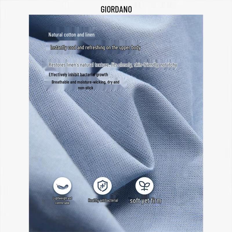 Giordano Women's Cotton-Linen Pleated Raglan Blouse