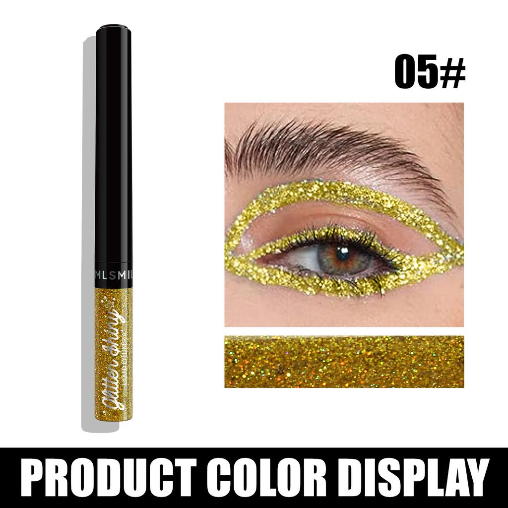 MLSMILE Pearlescent Liquid Eyeliner, Explosive Colorful Glitter Eye Shadow, Waterproof Non-smudge Eyeliner