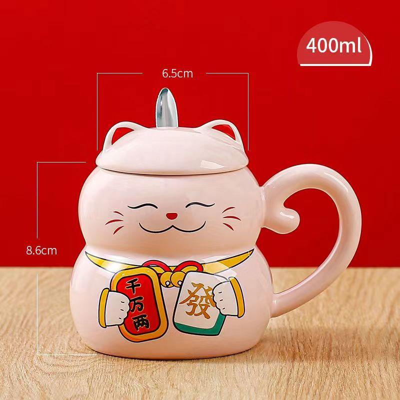 Керамическая кружка для кофе Lucky Cat с крышкой для кота, креативная, милая, мультяшная, милый, подарочная бутылка для завтрака, офисная посуда для питья, посуда для напитков