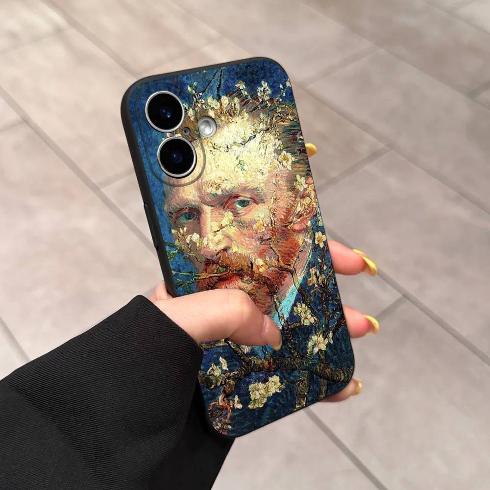 Ретро Ван Гог Масляная краска Черный ТПУ Чехол для телефона Модный Для iphone17 Air 16 15 14 13 12 Pro 11 Pro Max Plus Защитный чехол