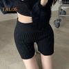 Женские зимние шорты-шорты, трикотажные, с высокой талией, эластичные, однотонные, сохраняющие тепло, защищающие от воздействия окружающей среды, базовые шорты для повседневной носки дома и не только
