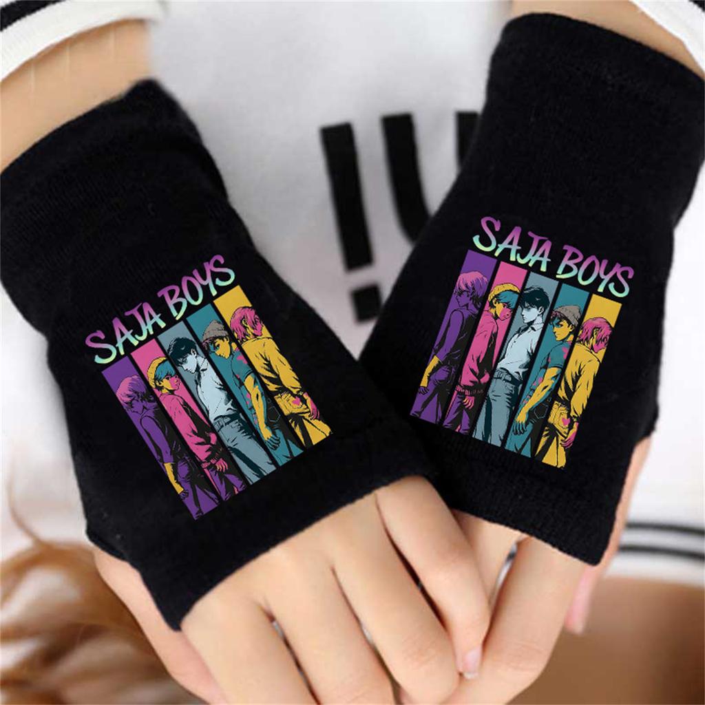 Cartoon Printed Fingerless Gloves For Boys And Girls