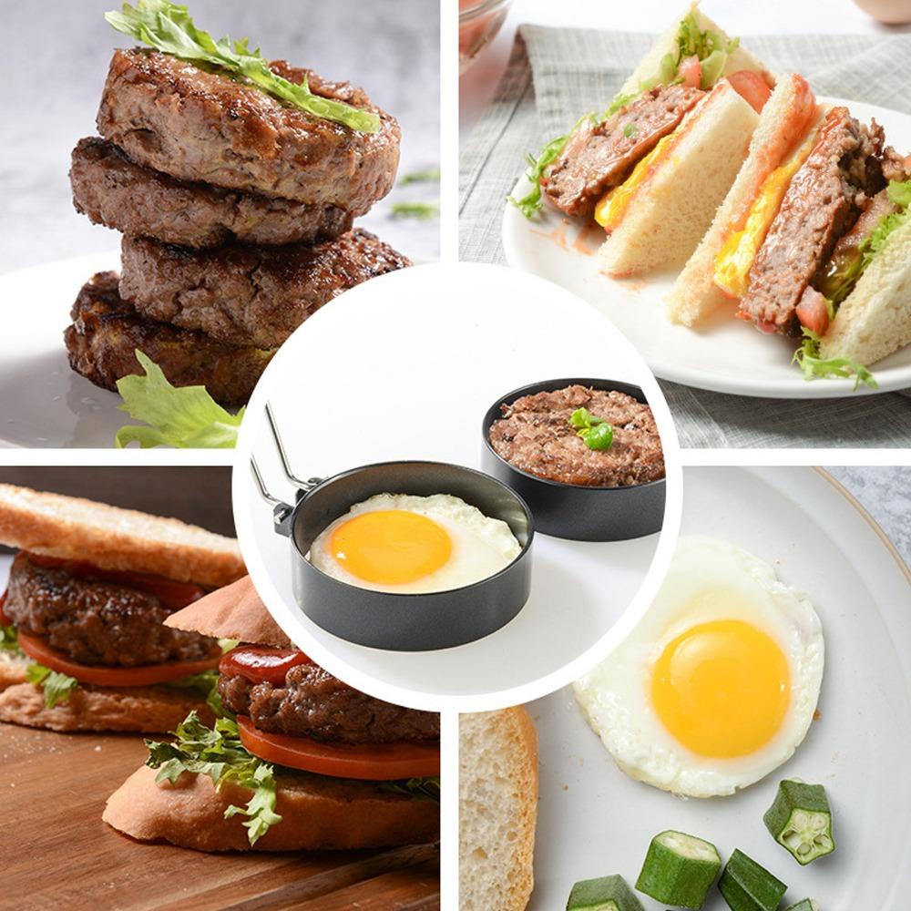 4 PCS Black Orange Egg Ring Non-Stick Egg Patty Maker Convenient Egg Cooker Indoor Cooking