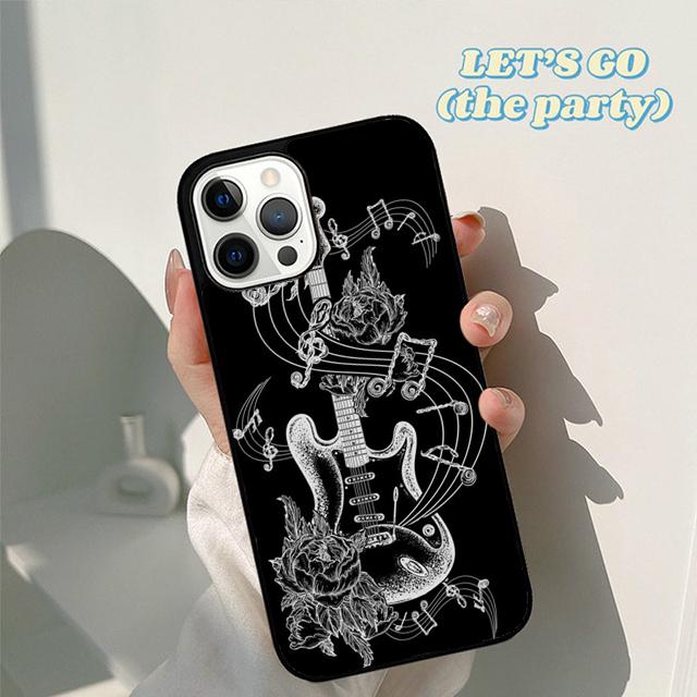 Осенняя гитарная музыка Черный мягкий чехол-бампер для iPhone 17 Air 16 16e 15 12 11 13 14 Pro Max Apple Plus Coque