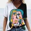 Women's T-shirt Abstract Art Face Print Girls Clothing 3D Oversized Classic Short Sleeve Tops Female Fashion Casual Streetwear