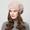 Autumn Winter Korean Rabbit Hair Knitted Woolen Hat Women Thickened Velvet Warm Ear Protection Hats