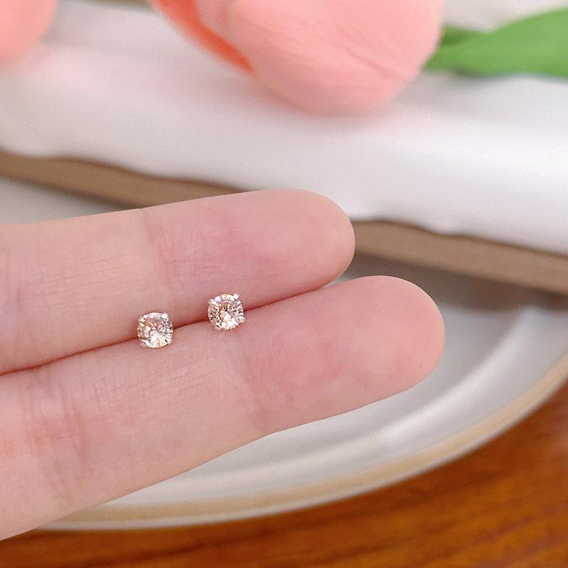 Серьги-пусеты с цирконом простого цвета в стиле легкой роскоши, нишевый дизайн, высококлассные серьги, темпераментные свежие серьги