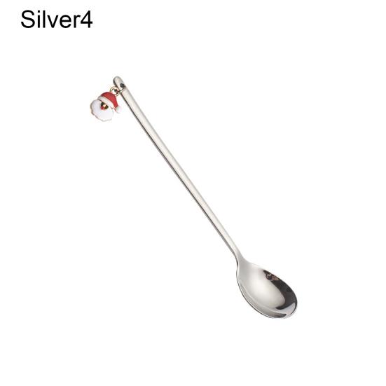 Рождественская ложка с длинной ручкой, прочная нержавеющая сталь, десертный салат, фруктовая дегустация