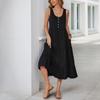Women's Summer New Halter Dress Button Pocket Sleeveless Solid Color Mid-Length Dresses
