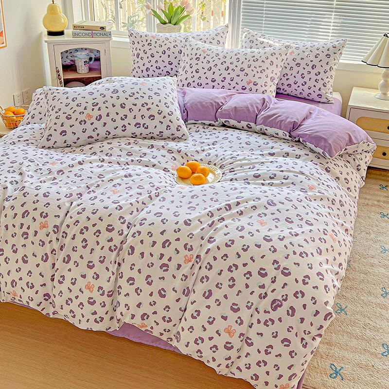American Country Floral Printed Duvet Cover Set Soft Breathable Double Bedding for Spring Summer Quilt Cover Set with Flat Sheet
