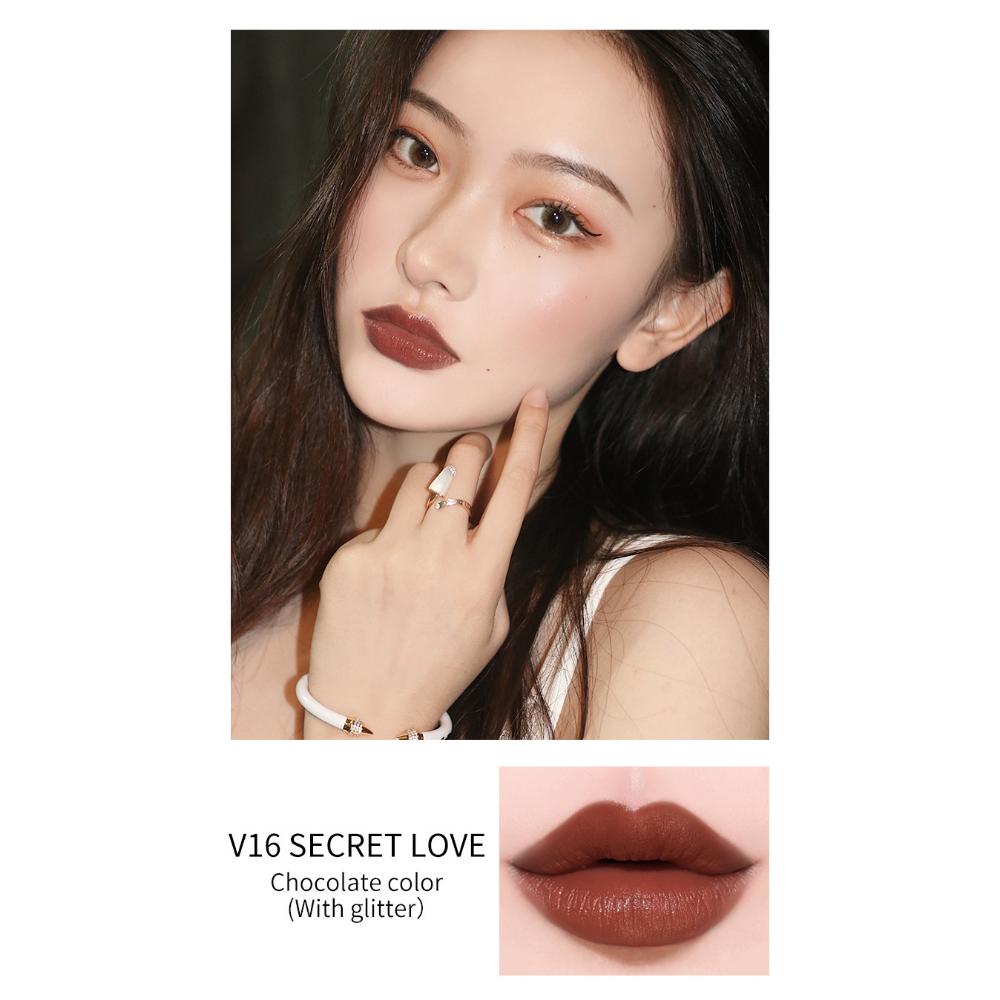 VIBELY Прозрачный стеклянный маленький тюбик Бархатная матовая глазурь для губ Матовая антипригарная блестящая перламутровая глазурь для губ