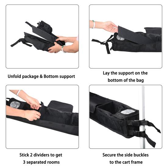 Передняя внутренняя корзина для гольф-кара Складная передняя корзина для хранения вещей для гольф-кара с изолированными подстаканниками Органайзер для приборной панели без сверления