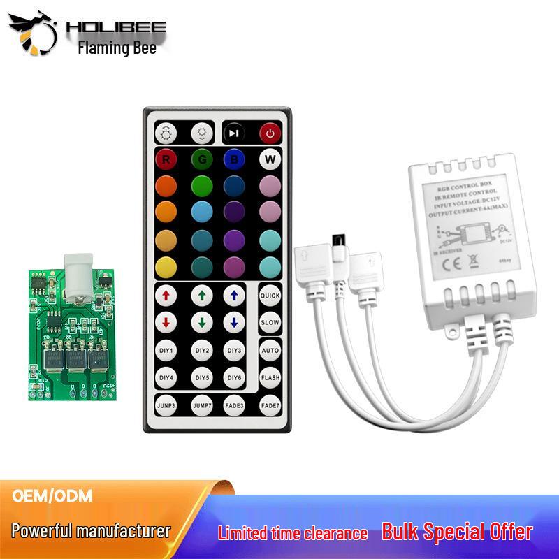 44-клавишный ИК-пульт для RGB светодиодных лент: Управление 5050/2835, Регулировка яркости и цвета.