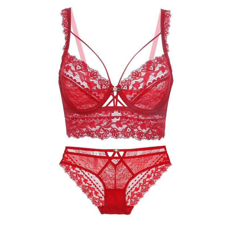 Сексуальный комплект с бюстгальтером, кружевное нижнее белье, ультратонкое нижнее белье большого размера без губки, большой дисплей на груди, небольшой непровисающий бюстгальтер пуш-ап, комплект трусов