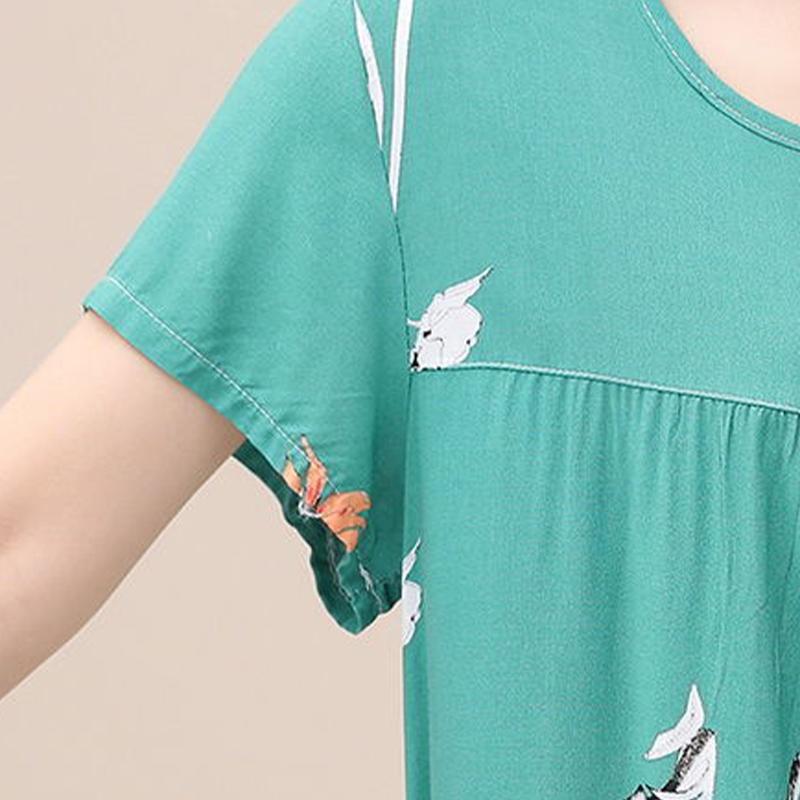 Женское летнее свободное платье с короткими рукавами, домашняя одежда, хлопковая шелковая пижама
