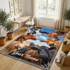Cow Highland Theme Crystal Velvet Rug Personalized Custom Name Text Soft Floor Mat Home Decor