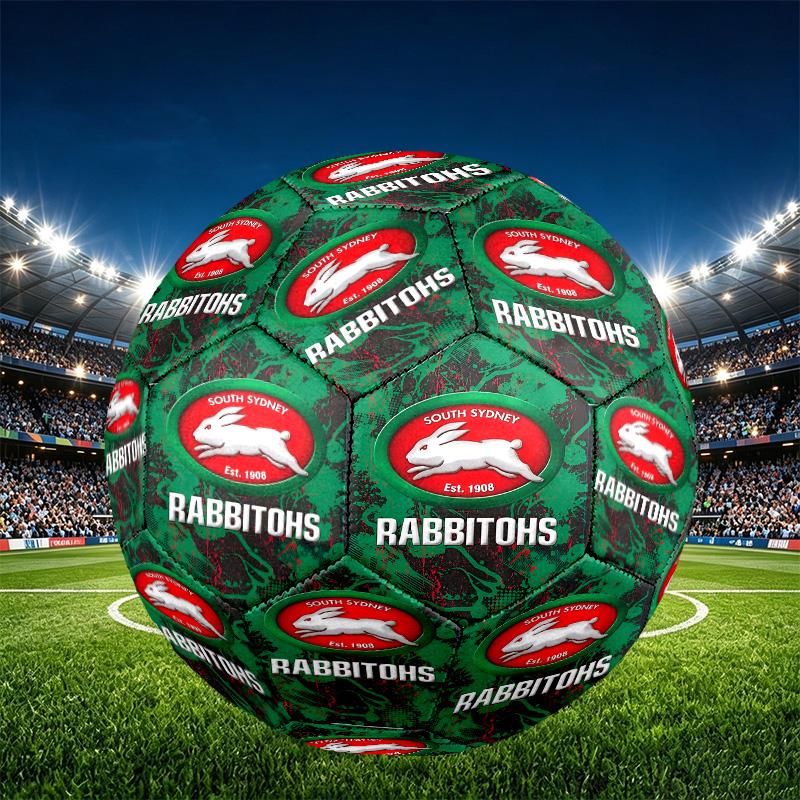 South Sydney Rabbitohs Print Size 5 Soccer Ball, PU Wear Resistant Football for Match Training and Daily Practice, Birthday Gift for Soccer Fans