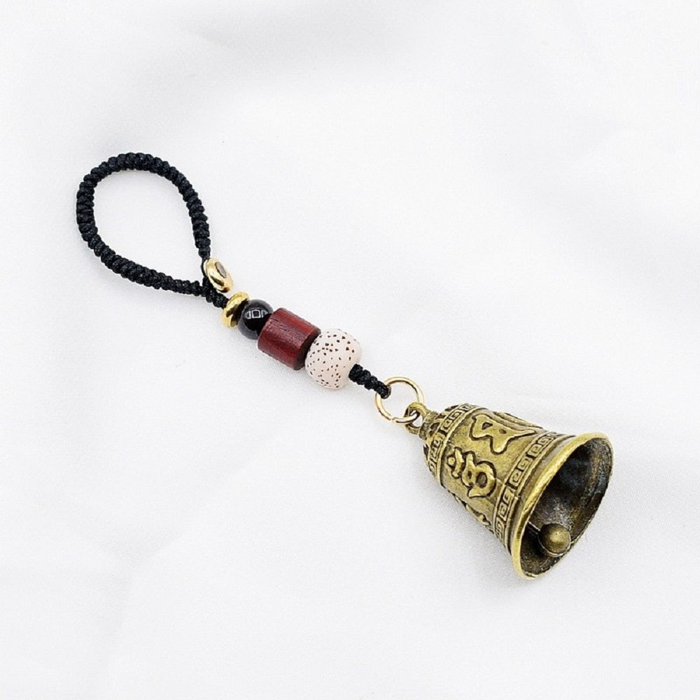 Woven Lanyard Keyring Vintage Chinese Style Six-word Mantra Bell Keychains Tibetan Buddhism