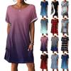 Женские платья Футболки Платья с карманами Однотонные повседневные пляжные платья