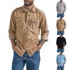 Men's Summer Solid Color Lapel Long Sleeved Shirt Men's Casual Fashion Long Sleeved Shirt