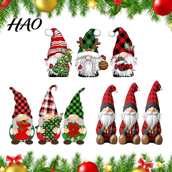 Cute Plaid Hat Gnomes 3Pcs/Set Wooden Christmas Gnome Ornaments, Faceless Figurines with Hats, Rustic Winter Home Decor Centerpieces for Tiered