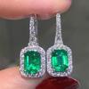 Huitan Gorgeous Green Cubic Zirconia Women Earrings Color Luxury Female Dangle Earrings Wedding Anniversary Party Jewelry