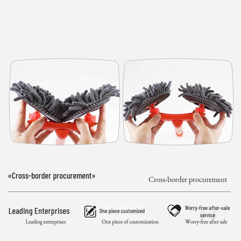 Телескопическая швабра для мытья автомобиля с двумя головками из шенилла и мягкой щетиной