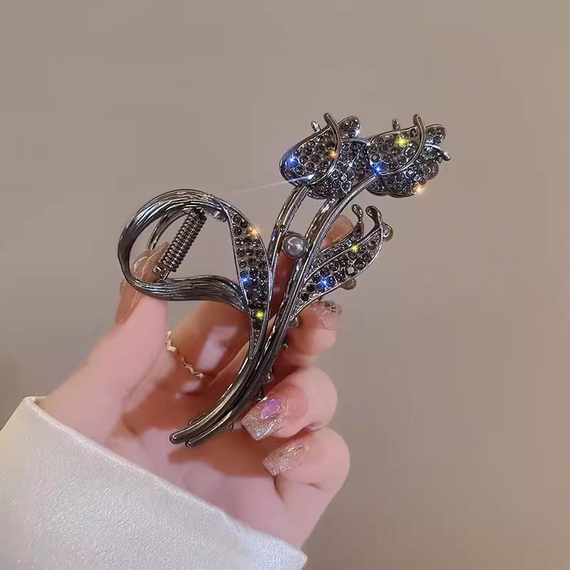 Высококачественная женская заколка для волос в форме акулы со стразами — большая, стильная и модная шпилька