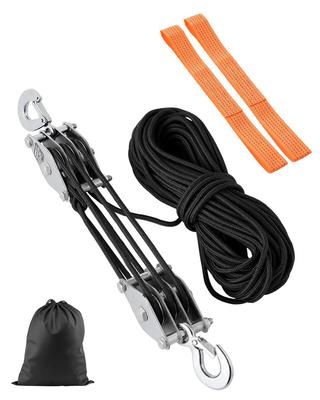 30.5 M Rope Hoist Pulley Wheel Block and Tackle Puller 5:1 Ratio 4400 Lbs