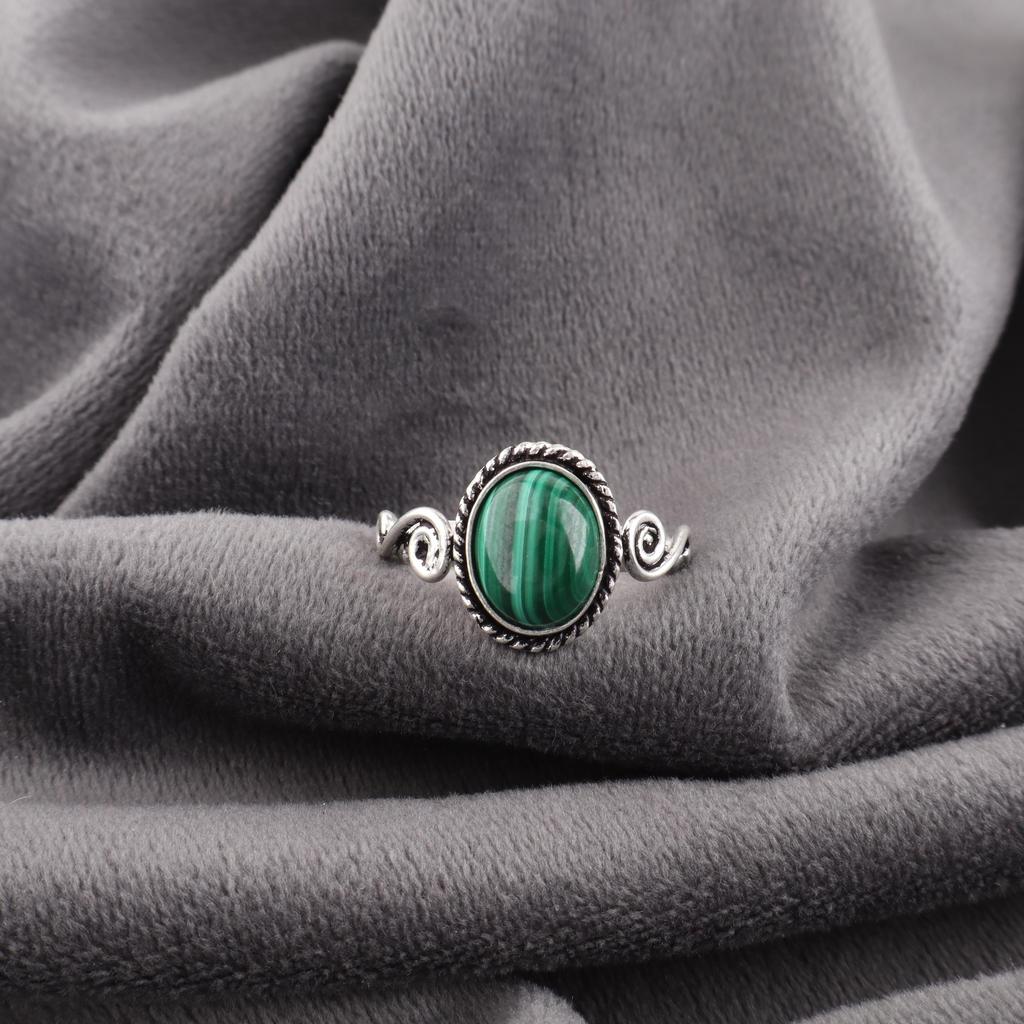 Malachite Gemstone Ring Jewelry, 925 Solid Sterling Silver Ring Jewelry, Handmade Artisan Jewelry For Wedding Gift