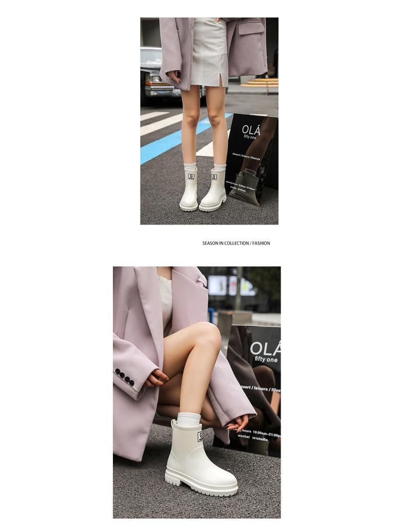 Женские водонепроницаемые резиновые сапоги до середины икры высокого класса с нескользящей подошвой - в японском и корейском стиле