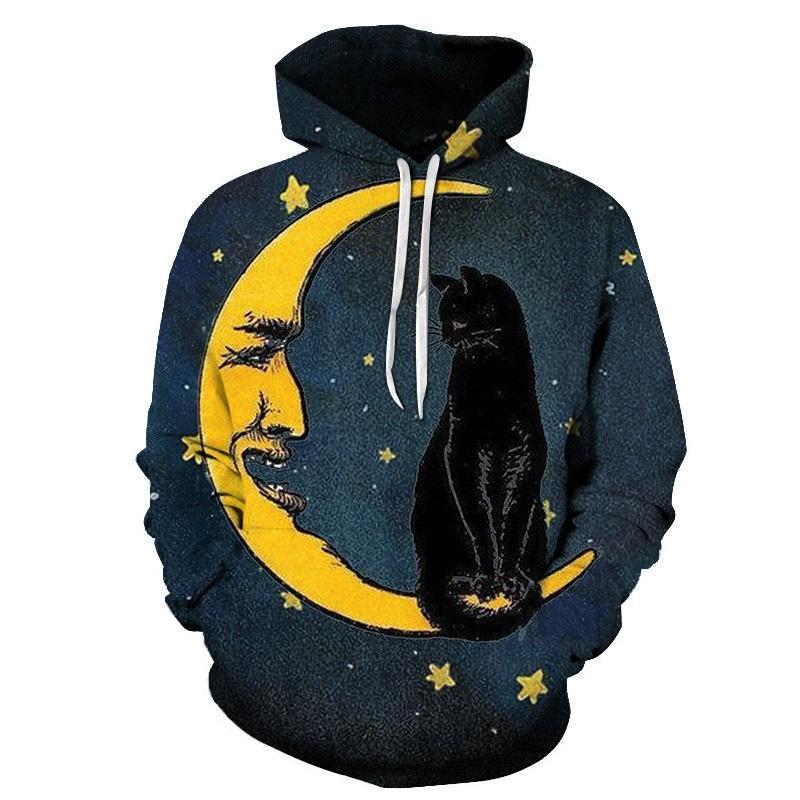 Autumn Winter Long Sleeved Hoodie Cute Cat Series 3D Digital Printing Loose Casual Hoodies & Sweatshirts Men’s