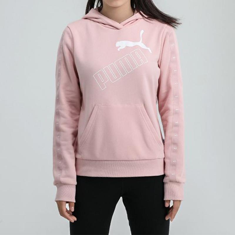 Puma Amplified Hoodie With Drawstring Women Tops Pink 586595-15