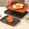 Wood Grain Plastic Food Serving Tray Stackable Dessert Fruit Tray Tea Tray Large Capacity Storage Tray Kitchen Stoage Organizer
