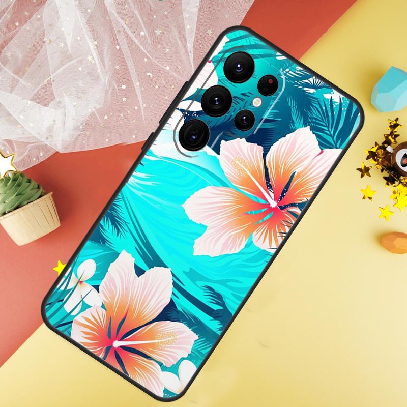 Tropical Paradise Hawaiian Flower Phone Case For Samsung Galaxy S26 S25 Ultra S23 S21 S20 S22 S24 FE S10 Plus Cover Coque