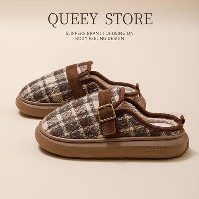 2025 Женские плюшевые зимние тапочки – Теплые, Нескользящие, Бесшумные, Толстая подошва