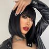 LISI HAIR Women Short Straight Black Bob Synthetic Fiber Wigs with Bangs Short Straight Wigs for Women Cosplay Lolita