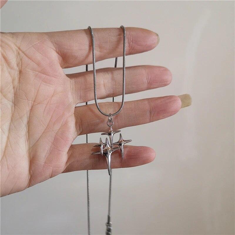 Kpop винтажное ожерелье в стиле панк серебряного цвета со звездой, ожерелье из бисера для мужчин и женщин, уличный хип-хоп, эстетические ювелирные изделия в стиле гранж, аксессуары Y2K