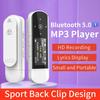 Мини USB MP3-плеер Мини Bluetooth5.0 Спортивный клип Музыкальный плеер Поддержка FM-радио рекордер Электронная книга Часы Шагомер