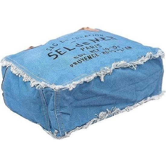 Сумки Sel De Mer Ручная сумка из переработанного холста Большая сумка из переработанного холста и воловьей кожи Сияющая кожаная сумка из переработанного холста