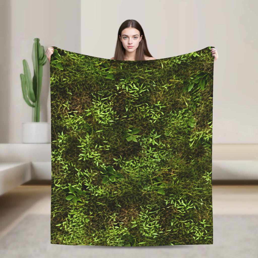 Grass Battlemat Grassland Land Greenery Blanket Quality Warm Soft Throw Blanket Winter Picnic Bedroom Novelty Bedspread