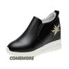 New High Heels Embroidered Shoes Casual Black Women's Sneakers Leisure Platform Shoes Slip-On Breathable Height Increasing Shoes