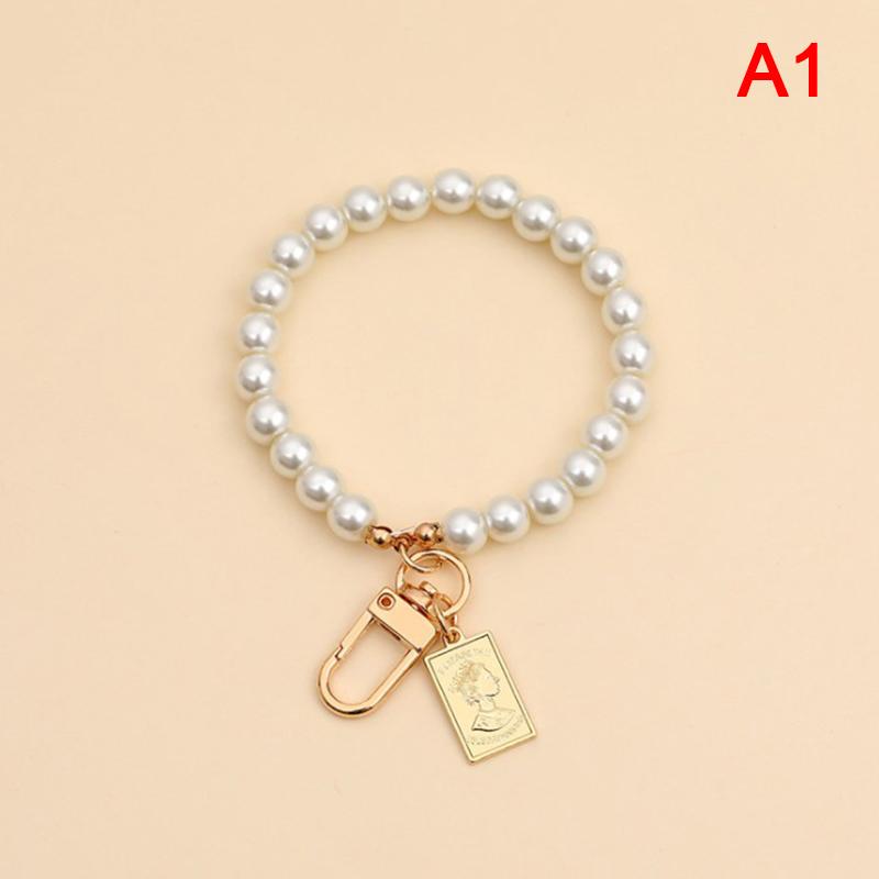 Винтажная корейская мода жемчужный брелок для женщин и девочек золотая металлическая цепочка